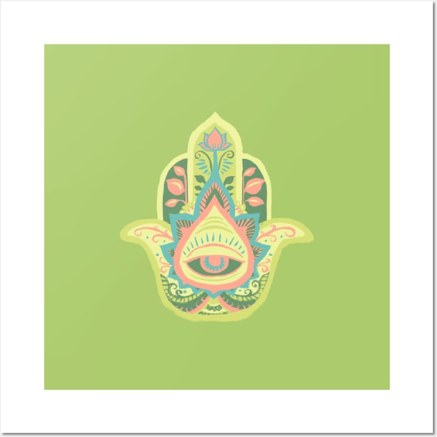 Hamsa Hand - Peridot(August) Wall Art by akaneyabushita